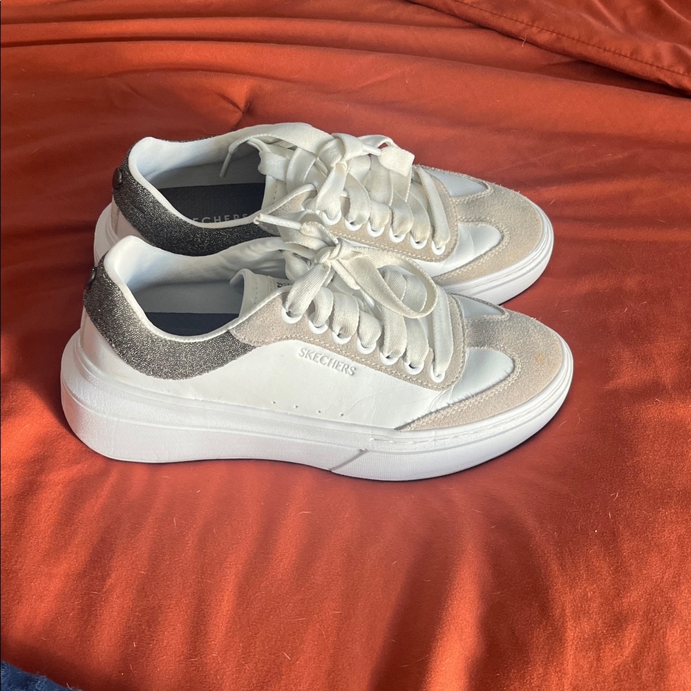 Skechers White and Gray Casual Sneakers